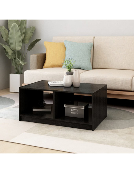 Tavolino da Salotto Nero 75x50x33,5 cm Legno Massello di Pino