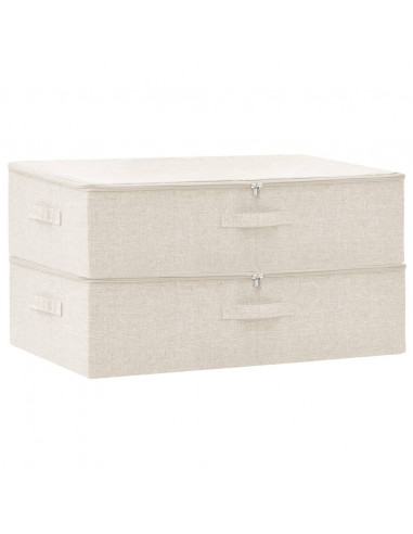 Scatole Portaoggetti 2pz in Tessuto 70x40x18 cm Crema