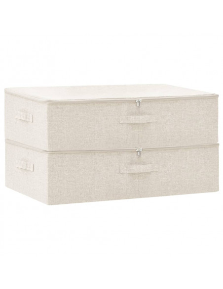 Scatole Portaoggetti 2pz in Tessuto 70x40x18 cm Crema