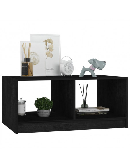 Tavolino da Salotto Nero 75x50x33,5 cm Legno Massello di Pino