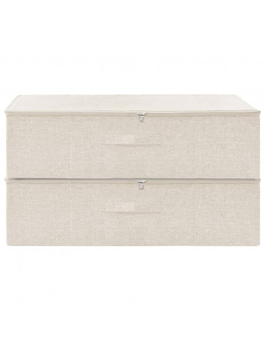 Scatole Portaoggetti 2pz in Tessuto 70x40x18 cm Crema