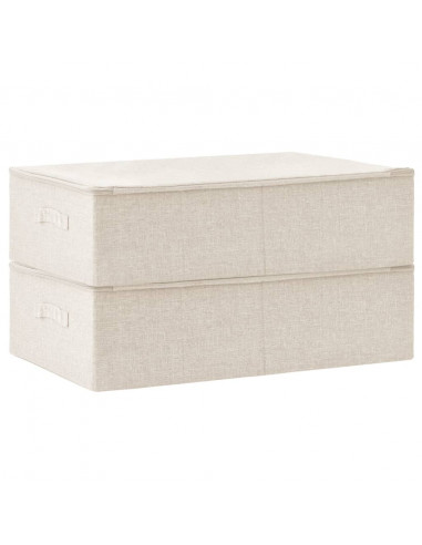 Scatole Portaoggetti 2pz in Tessuto 70x40x18 cm Crema