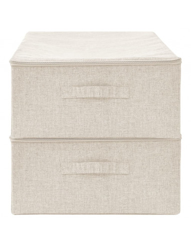 Scatole Portaoggetti 2pz in Tessuto 70x40x18 cm Crema