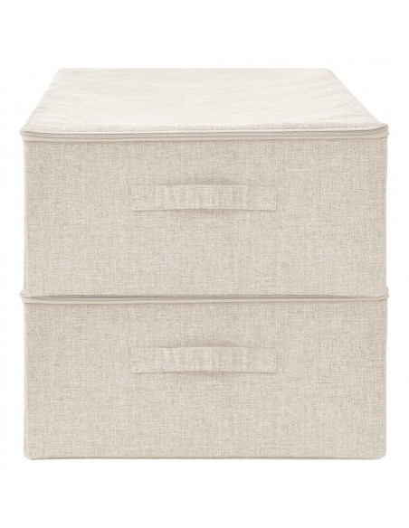 Scatole Portaoggetti 2pz in Tessuto 70x40x18 cm Crema