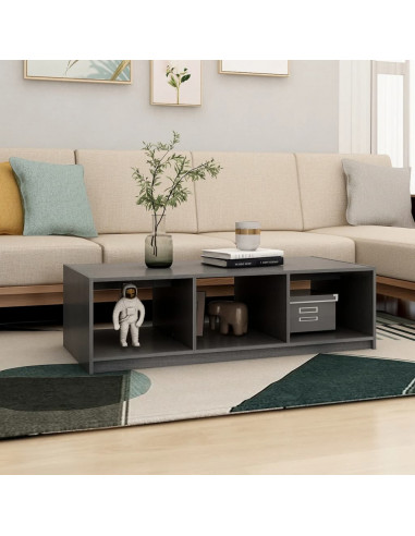 Tavolino da Salotto Grigio 110x50x34 cm Legno Massello di Pino