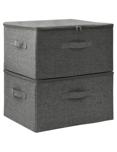 Scatole Portaoggetti 2pz in Tessuto 43x34x23 cm Antracite