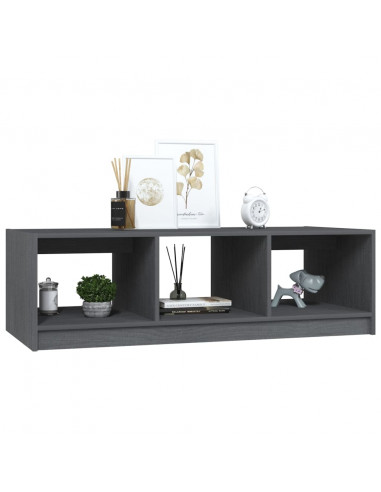 Tavolino da Salotto Grigio 110x50x34 cm Legno Massello di Pino
