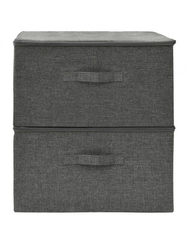 Scatole Portaoggetti 2pz in Tessuto 43x34x23 cm Antracite