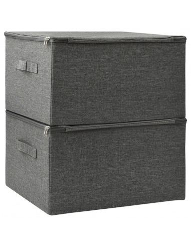Scatole Portaoggetti 2pz in Tessuto 43x34x23 cm Antracite