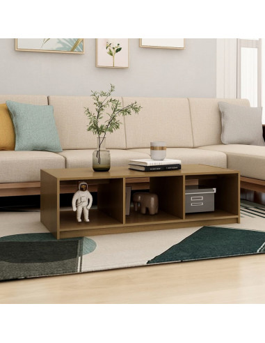 Tavolino da Salotto Miele 110x50x34 cm Legno Massello di Pino