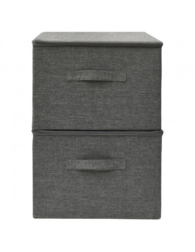 Scatole Portaoggetti 2pz in Tessuto 43x34x23 cm Antracite