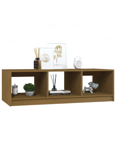 Tavolino da Salotto Miele 110x50x34 cm Legno Massello di Pino