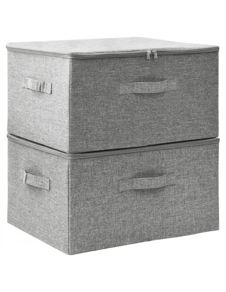 Scatole Portaoggetti 2pz in Tessuto 43x34x23 cm Grigio