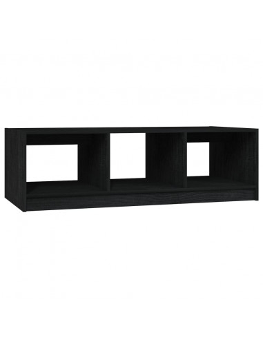 Tavolino da Salotto Nero 110x50x34 cm Legno Massello di Pino