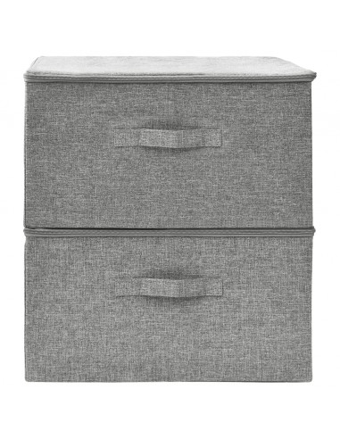 Scatole Portaoggetti 2pz in Tessuto 43x34x23 cm Grigio