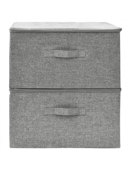 Scatole Portaoggetti 2pz in Tessuto 43x34x23 cm Grigio
