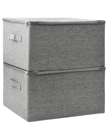 Scatole Portaoggetti 2pz in Tessuto 43x34x23 cm Grigio