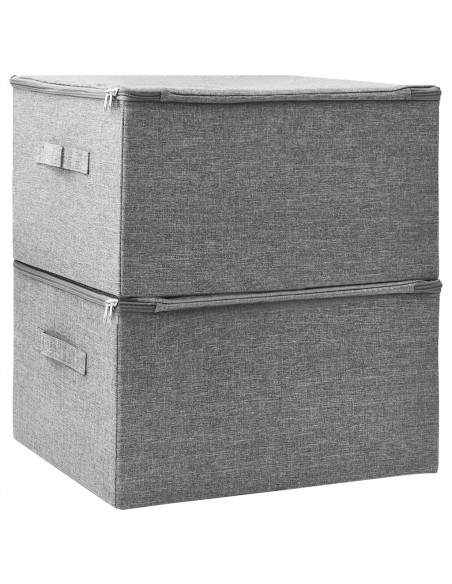 Scatole Portaoggetti 2pz in Tessuto 43x34x23 cm Grigio