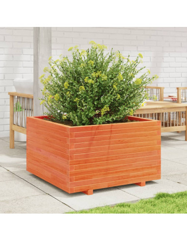 Fioriera Giardino Marrone Cera 80x80x49,5cm Legno Massello Pino