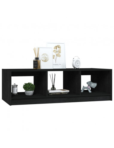 Tavolino da Salotto Nero 110x50x34 cm Legno Massello di Pino