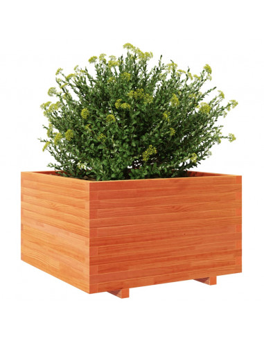 Fioriera Giardino Marrone Cera 80x80x49,5cm Legno Massello Pino