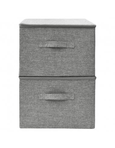 Scatole Portaoggetti 2pz in Tessuto 43x34x23 cm Grigio