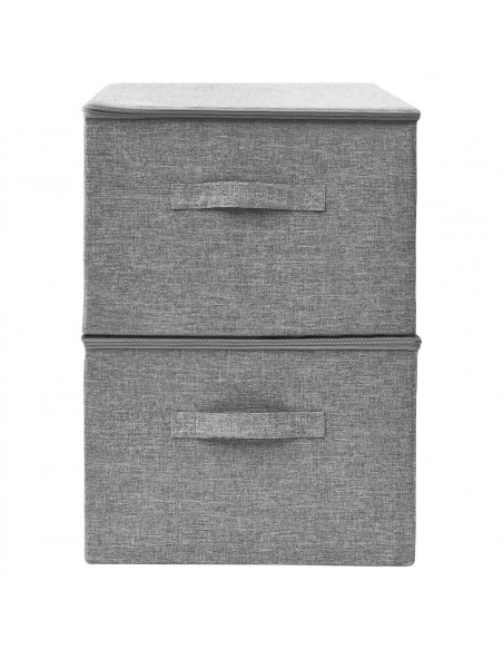 Scatole Portaoggetti 2pz in Tessuto 43x34x23 cm Grigio