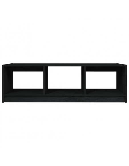 Tavolino da Salotto Nero 110x50x34 cm Legno Massello di Pino