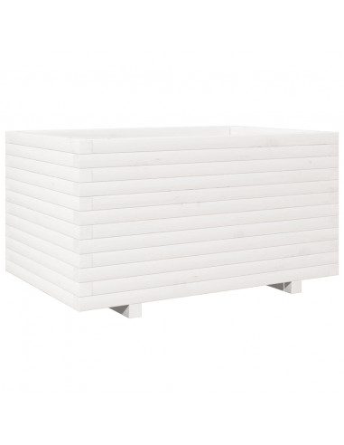 Fioriera da Giardino Bianca 90x60x49,5cm Legno Massello di Pino