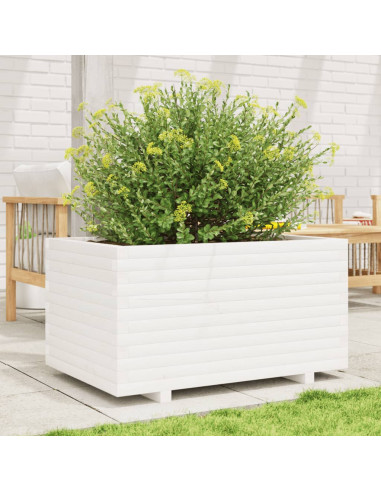 Fioriera da Giardino Bianca 90x60x49,5cm Legno Massello di Pino