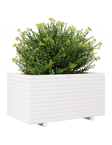Fioriera da Giardino Bianca 90x60x49,5cm Legno Massello di Pino