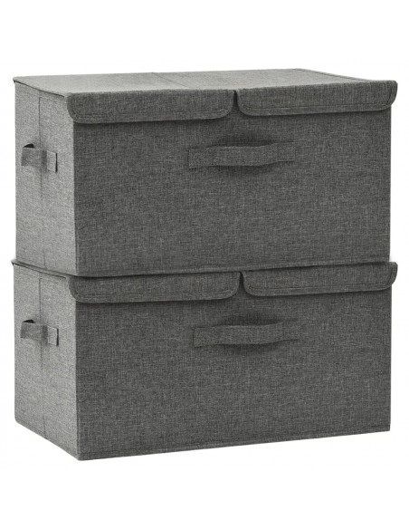 Scatole Portaoggetti 2pz in Tessuto 50x30x25 cm Antracite