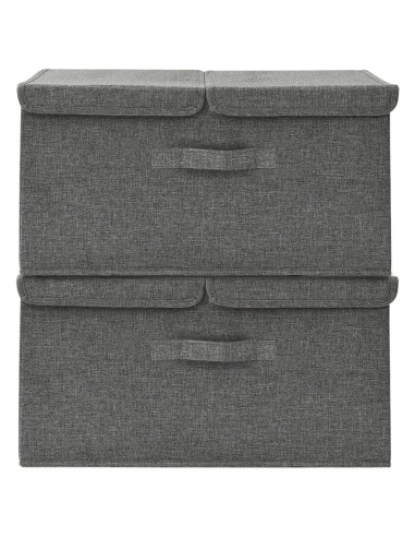 Scatole Portaoggetti 2pz in Tessuto 50x30x25 cm Antracite
