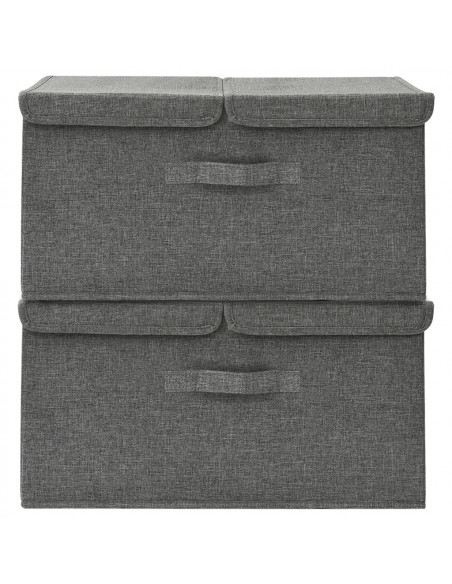 Scatole Portaoggetti 2pz in Tessuto 50x30x25 cm Antracite