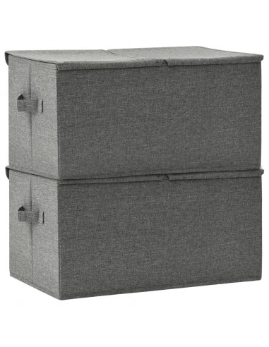 Scatole Portaoggetti 2pz in Tessuto 50x30x25 cm Antracite