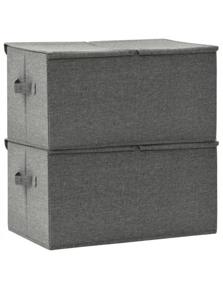 Scatole Portaoggetti 2pz in Tessuto 50x30x25 cm Antracite