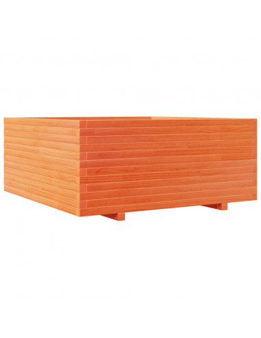 Fioriera Giardino Marrone Cera 110x110x49,5 Legno Massello Pino