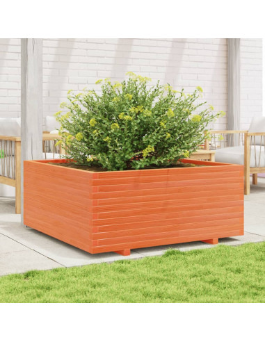 Fioriera Giardino Marrone Cera 110x110x49,5 Legno Massello Pino