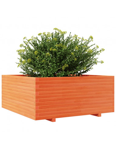 Fioriera Giardino Marrone Cera 110x110x49,5 Legno Massello Pino