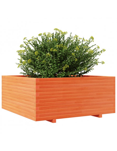 Fioriera Giardino Marrone Cera 110x110x49,5 Legno Massello Pino
