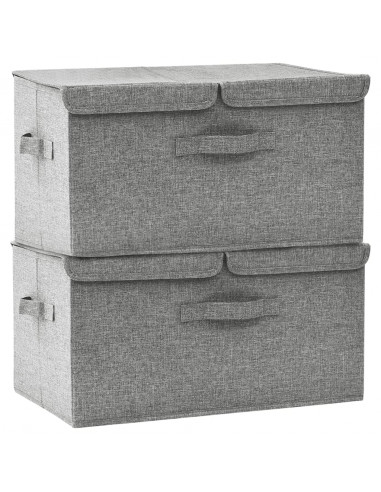 Scatole Portaoggetti 2pz in Tessuto 50x30x25 cm Grigio