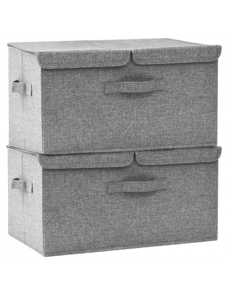 Scatole Portaoggetti 2pz in Tessuto 50x30x25 cm Grigio