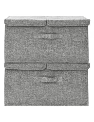 Scatole Portaoggetti 2pz in Tessuto 50x30x25 cm Grigio