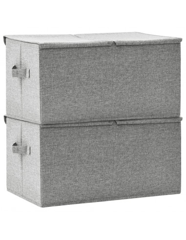 Scatole Portaoggetti 2pz in Tessuto 50x30x25 cm Grigio