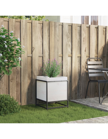 Fioriera da Giardino Bianca 40x40x50 cm Legno Massello di Pino