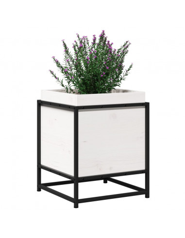 Fioriera da Giardino Bianca 40x40x50 cm Legno Massello di Pino