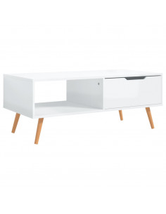 Tavolino Salotto Bianco Lucido 100x49,5x43 cm Legno Multistrato 2