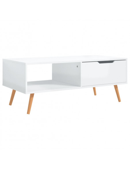 Tavolino Salotto Bianco Lucido 100x49,5x43 cm Legno Multistrato