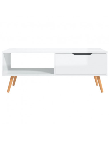 Tavolino Salotto Bianco Lucido 100x49,5x43 cm Legno Multistrato