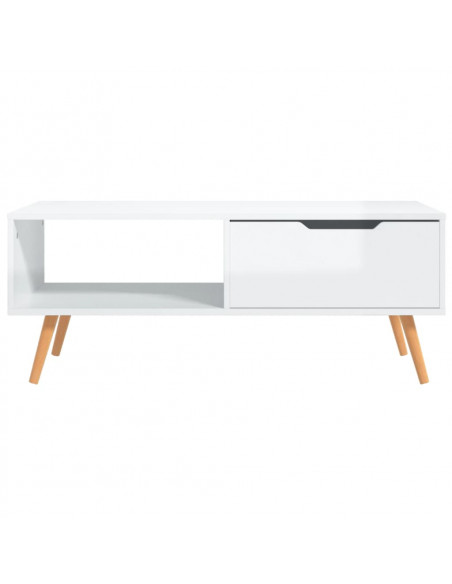 Tavolino Salotto Bianco Lucido 100x49,5x43 cm Legno Multistrato